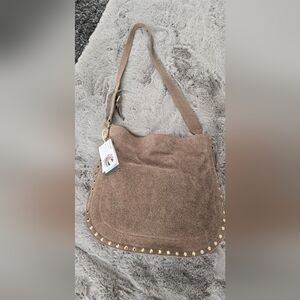 Anna Paola Gienuine Leather Purse/handbag/ crossbody Taupe NWT